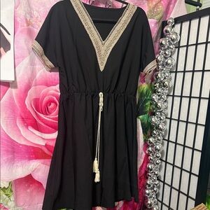 Chic Black Dress with Crochet Details